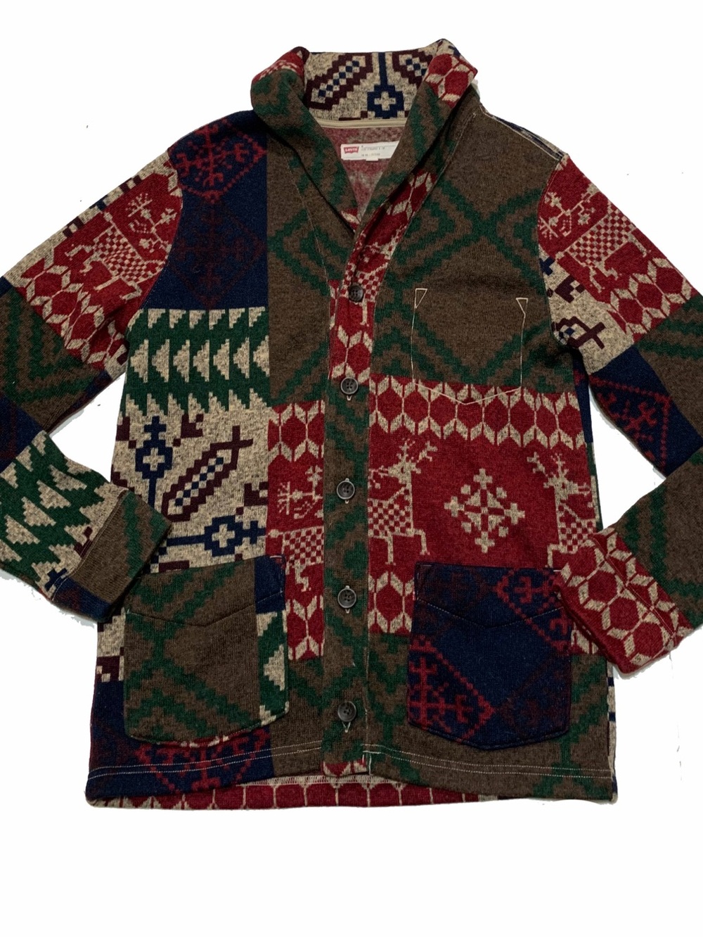 Levi's Multicolor Shawl Collar Cardigan - Red Green Navy Brown